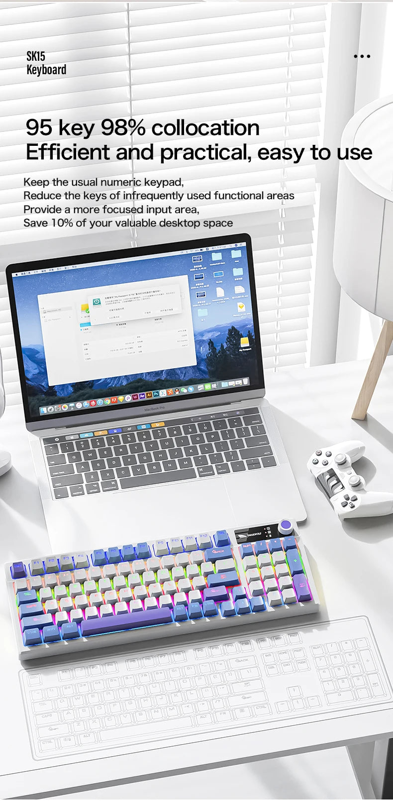 SMAILWOL SK15 Wired mechanical keyboard Hot plug support Arabic Russian Korean Thai Spanish E-sports games