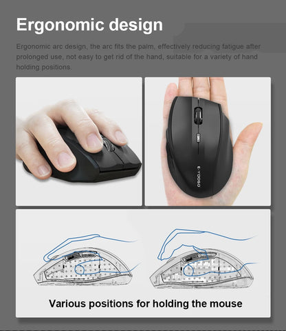 E-YOOSO E-1010 USB 2.4G Wireless Gaming Office Mouse, 2400 DPI Optical Game Mice, Ergonomic for Laptop PC Computer