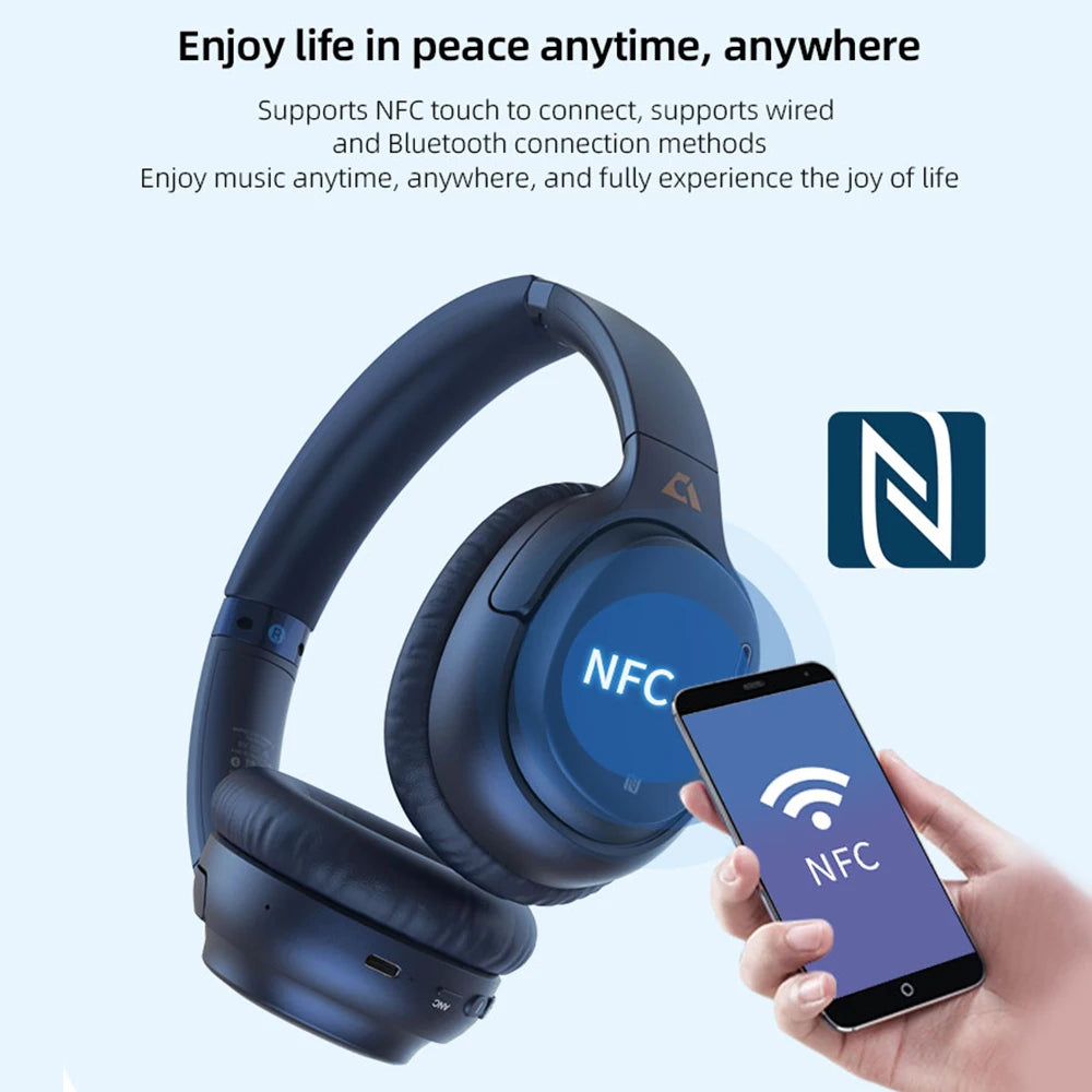 1Mii E700 Wireless Bluetooth Headphones with LDAC Hi-Res Audio, Active Noise Cancelling Bluetooth Headphones, HiFi Stereo Wireless Gaming Headset, 65-Hour Battery Life