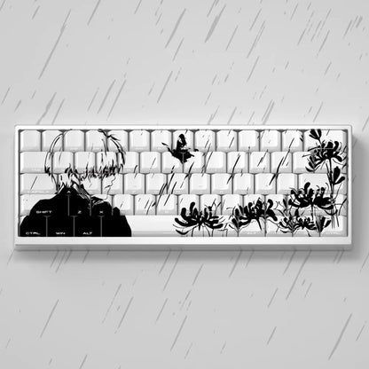 Capuchons de touches Sakura Raven Cherry, gravés sur le côté, translucides, en PBT, 129 touches, pour claviers mécaniques Wooting 68/84/87/104.