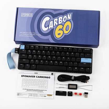 EPOMAKER Carbon60 60% QMK/VIA ANSI VIA Wired/Bluetooth 5.0/2.4GHz Wireless Portable Mechanical Keyboard Carbon Fiber Case