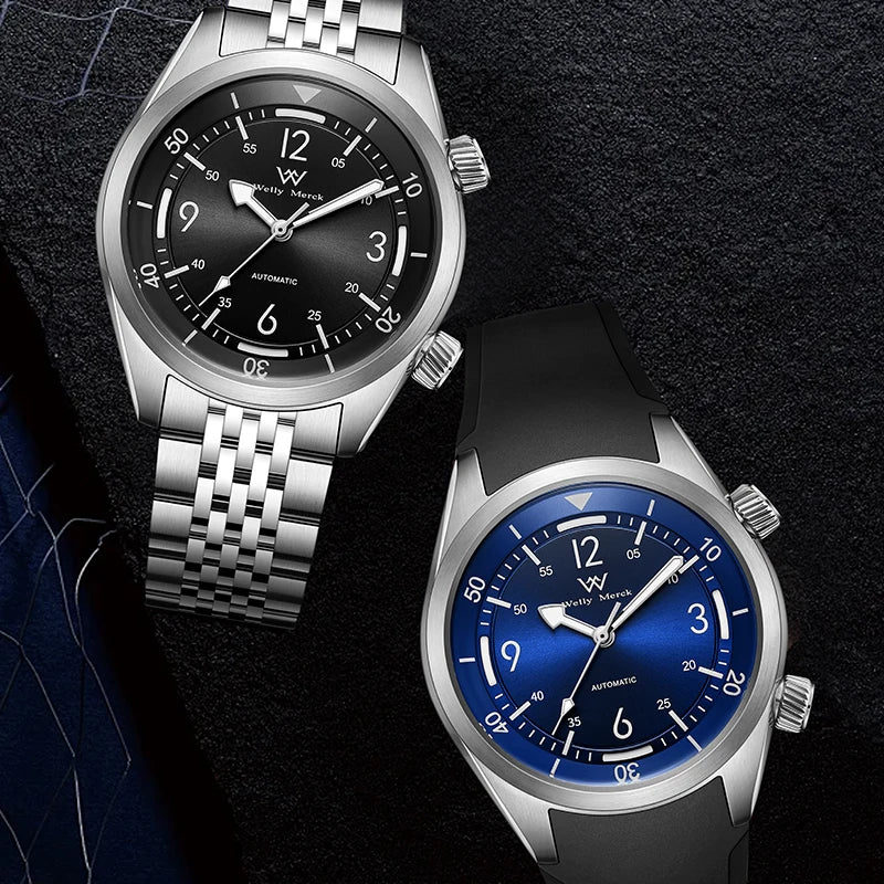 WM Watch Automatic Mechanical Watches Water Resistant Classic Casual Business Man Watch Welly Merck WM089M