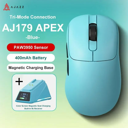 Ajazz AJ179 APEX langaton pelihiiri värinäytöllisellä telakalla, Bluetooth, PAW3395, 400mAh akku, 8000Hz virkistystaajuus
