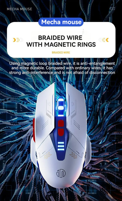 Inphic W9P Wired Gaming Mouse 12800 DPI RGB USB Mouse with Macro Programming, Mecha Style Ergonomic Wired Gaming Mouse for PC, Office & E-Sports