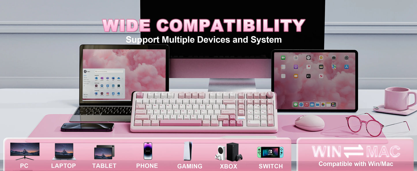 YUNZII B98 PRO QMK/VIA Wireless Mechanical Keyboard, 96% Layout Custom Gaming Keyboard, Hot-Swap Gasket RGB Keyboard for Win/Mac