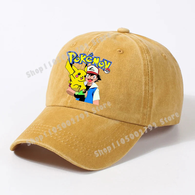 Pokémonové baseballové čepice Pikachu Kawaii Anime postavičky Sluneční klobouky Letní outdoorové sluneční klobouky pro rodiče a děti Módní kšiltovka s kachním jazykem Dárek