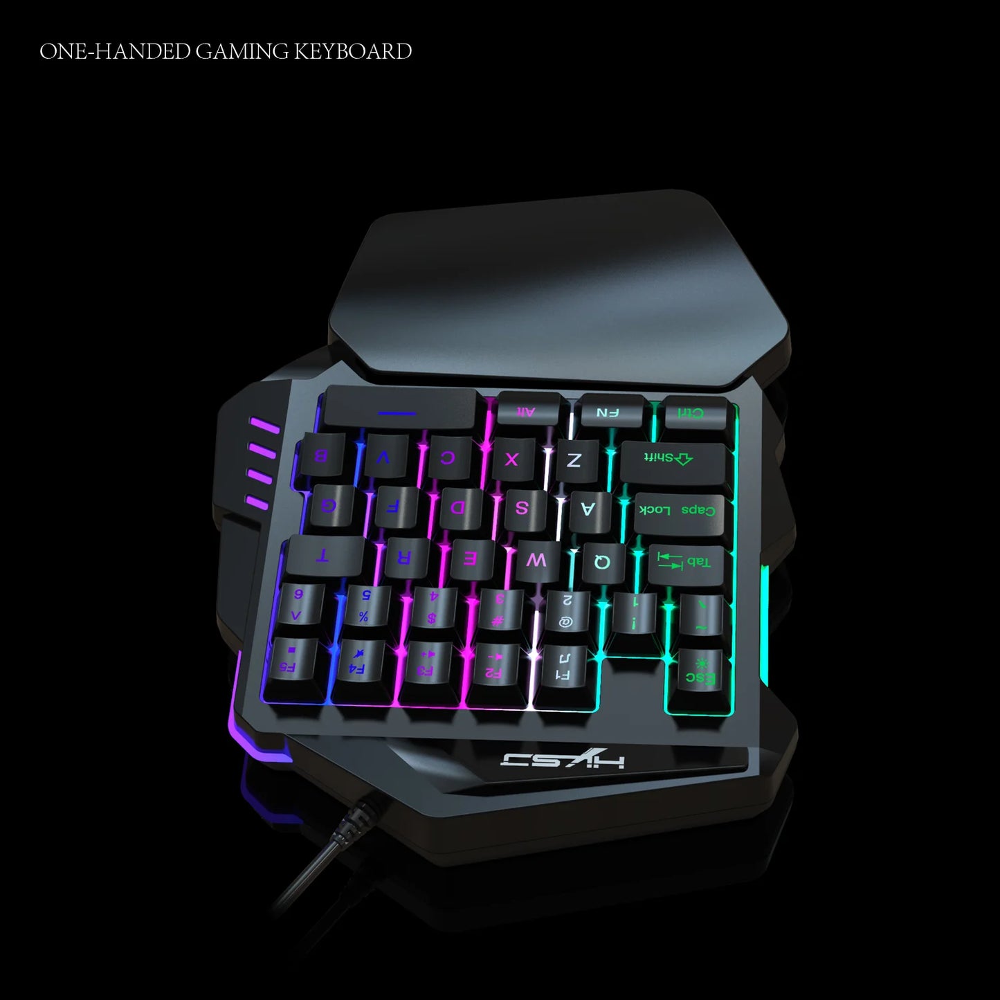 Ergonomic One-Handed Gaming Keyboard, 35-Key Compact Design, RGB Lighting, USB Powered, Thin Film Keys for Enhanced Gaming