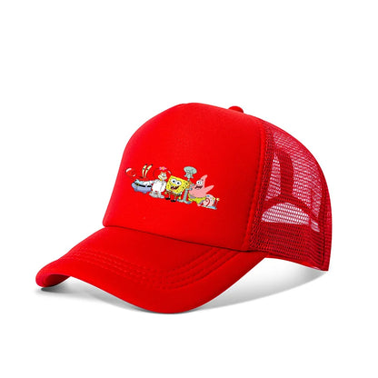 Niedliche SpongeBob-Baseballkappe – Anime, rund, für Kinder, Jungen, Mädchen, Erwachsene – Sport, Freizeit, Sonnenschutz, verstellbar, Film, Cartoon, Schirmmütze aus Netzstoff