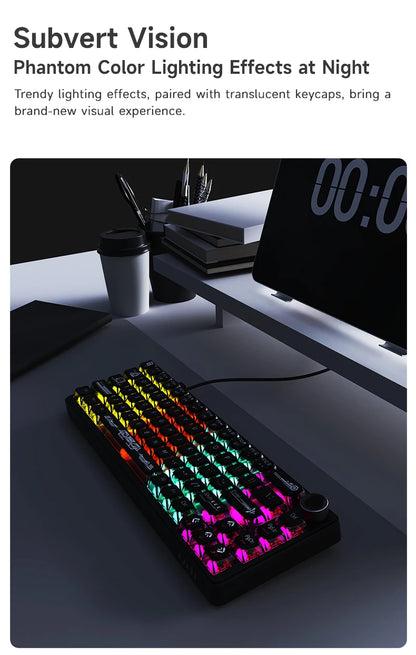 AJAZZ AK690 Clavier mécanique à 65 %, toutes les touches remplaçables à chaud, filaire USB Plug-and-Play, rétroéclairage mixte, 68 touches, clavier gaming pour ordinateur portable et PC
