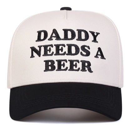 Cappellini da baseball unisex con ricamo "DADDY NEEDS A BEER", per primavera e autunno, da esterno, casual, regolabili, cappellino da sole, cappellino sportivo