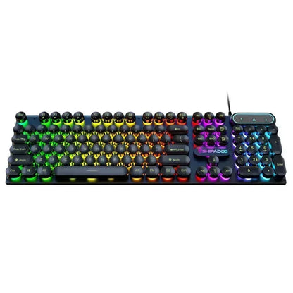Mechanical Gaming Keyboard USB Wired 104-Key Gaming Keyboard for PC, Laptop & Desktop, Steampunk English Keyboard for Gaming, Office & Typing