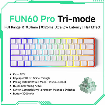 Akko MonsGeek FUN60 Magnetic Switch Mechanical Keyboard 60% Gaming Keyboard with Rapid Trigger 0.01mm, 8K Polling Rate, ARGB, Custom Mechanical Keyboard