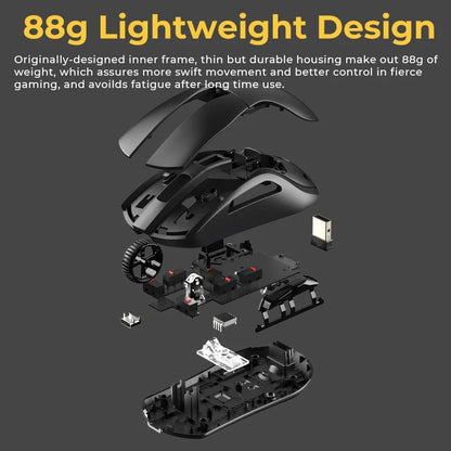 DAREU A950 Tri-Mode Wireless Gaming Mouse with Charging Dock, Bluetooth, 2.4G & Wired RGB Gaming Mouse, 12000 DPI Ergonomic Gaming Mouse for PC & Laptop