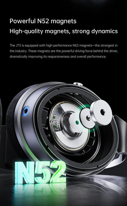 FiiO JT3 Open-Back Wired Over-Ear Headphones 50mm Dynamic Driver HiFi Detachable Cable Headset