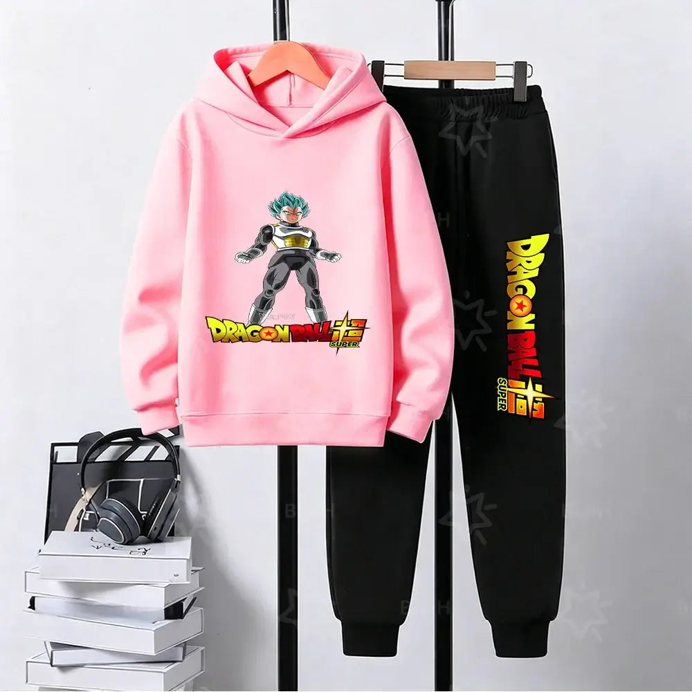 Produit gaming premium Fraquane Dragon Ball Super Son Goku Printed Hooded Sweatshirt Suit Casual Loose Anime Streetwear Hoodie Pants 2 Piece Set for Men Boys
