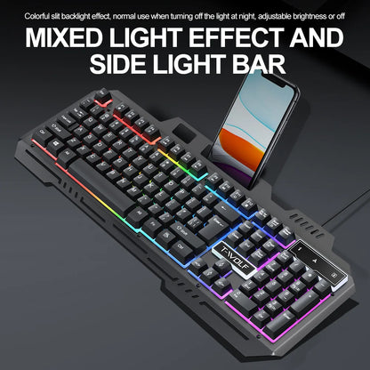 104 Keys Gaming Keyboard and Mouse Combo with RGB Backlit, All-Metal Panel Waterproof Light Up, USB Wired Computer Keyboards Gaming