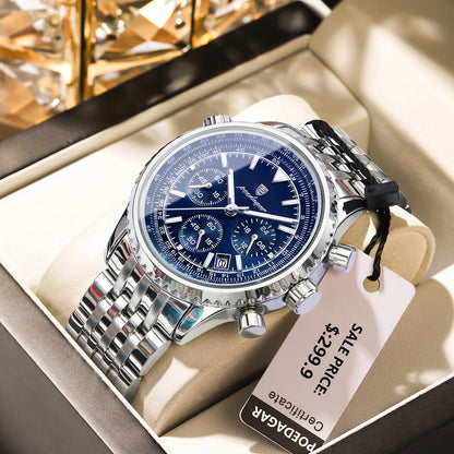 POEDAGAR Fashion Military Men's Watches Waterproof Luminous Date Chronograph Man Watch Stainless Steel Luxury Quartz Male Clock