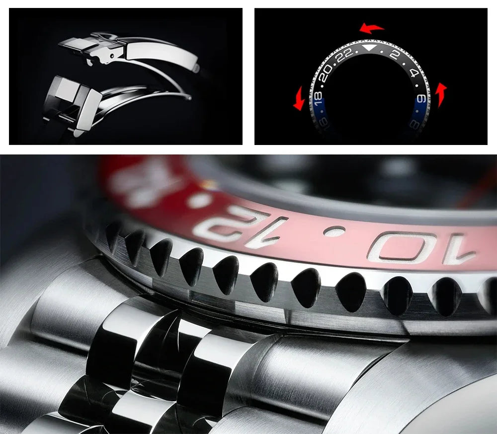 PAGANI DESIGN 40MM GMT Watches for Men Luxury Sapphire AR Mechanical Watch Ceramic Bezel Automatic 100M Waterproof Gift watch