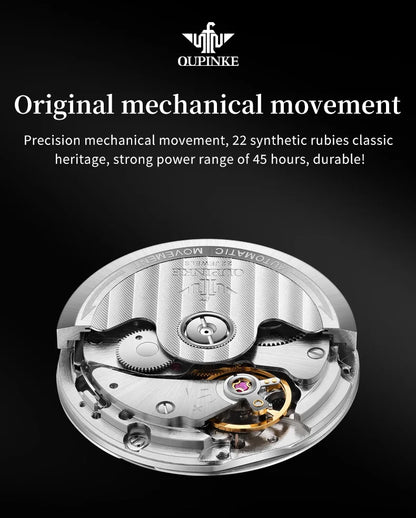 OUPINKE 3299 Automatic Man Watch Exclusive Dual Calendar Luxury Mechanical Wristwatches Moon Phase Waterproof Chronogprah Watch