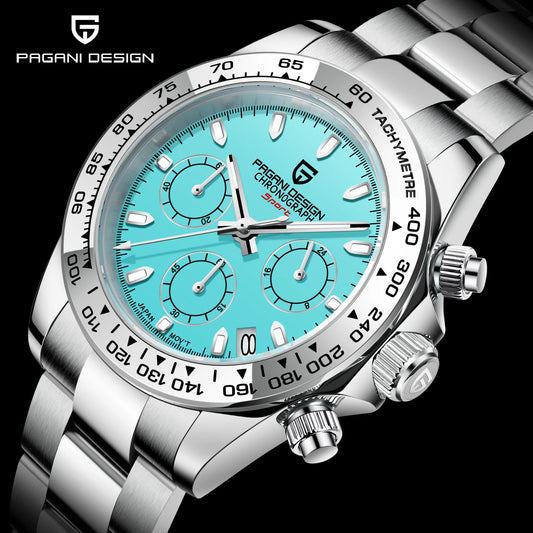 Pagani Design VK63 Fashion Men's Quartz Watch Luxury Sapphire Glass Timing Code Watch Stainless Steel Waterproof 10 Bar PD1727