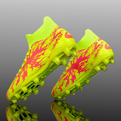 Chaussures de football professionnelles AG/FG pour hommes et femmes, antidérapantes, avec crampons longs, confortables, en PU, pour terrain gazonné, compétition et entraînement