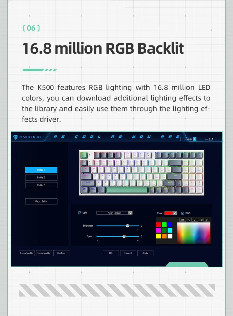 MACHENIKE K500-B94 Mechanical Keyboard Wired Gaming Keyboard, 94-Key Hot Swappable RGB Mechanical Keyboard with PBT Keycaps, Compact 90% Gaming Keyboard for PC & Laptop
