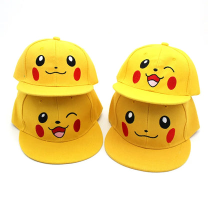 Cartoon Pikachu Cosplay Baseball Hat with Ears Cute Pokemon Baseball Cap for Adults Kids Costume Party Gift
