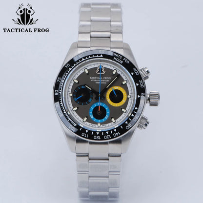 Tactical Frog V2 Solar Chronograph Men Watch Sapphire Crystal Mirror Ceramic Bezel VS75A Eco-Drive Quartz 20Bar Waterproof Watch