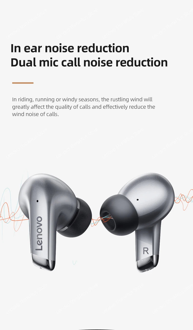 Lenovo LP5 TWS Wireless Bluetooth Earphones with Mic, Lenovo LP5 Gaming Earbuds Bluetooth 5.3 Headphones, Noise Cancelling Sports Earbuds with HD Calls & Charging Case