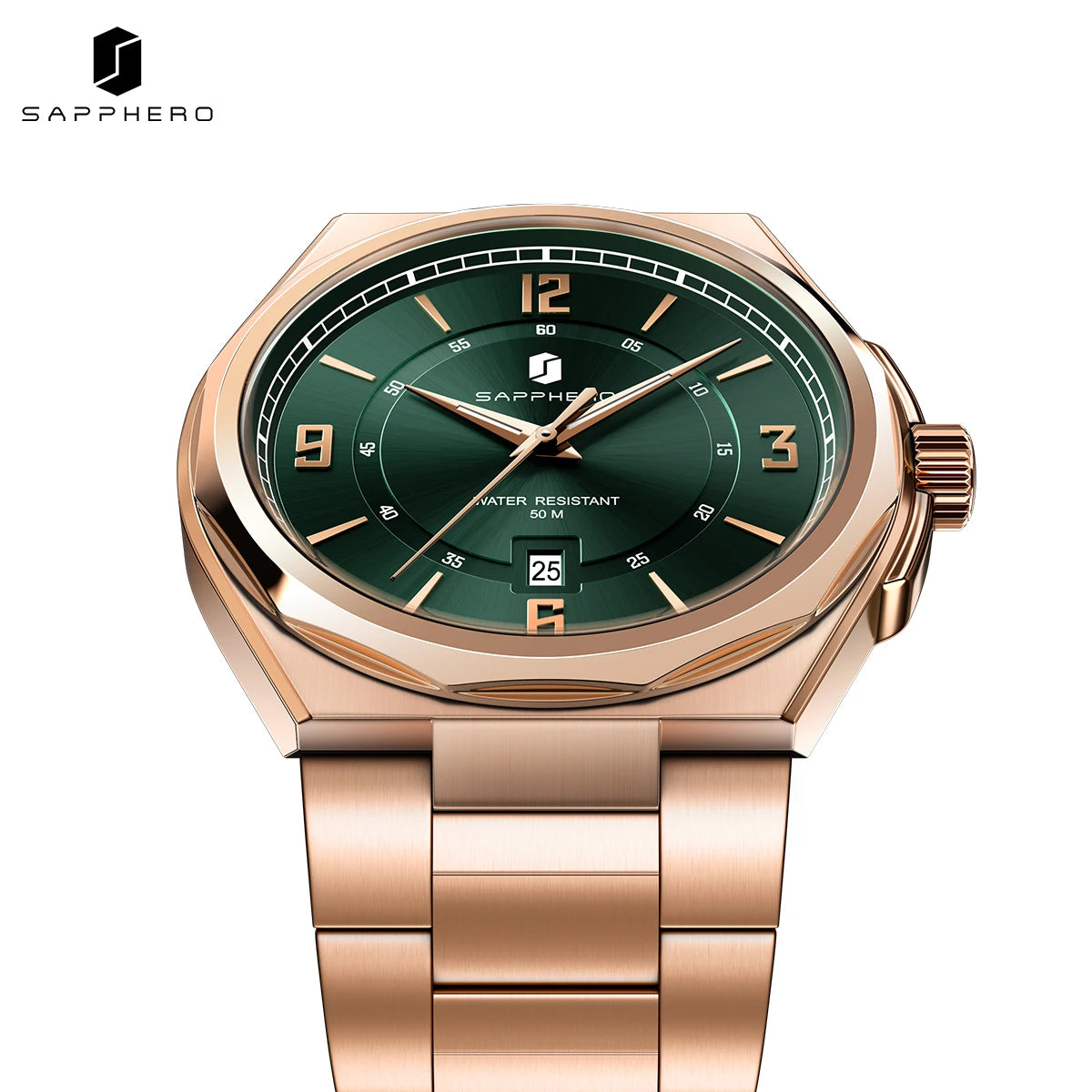 SAPPHERO Luxury Men's Watches Date Display Stainless Steel Watch Strap Men's Gifts Travel Essentials Waterproof Wristwatch