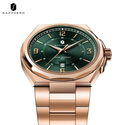 SAPPHERO Luxury Men's Watches Date Display Stainless Steel Watch Strap Men's Gifts Travel Essentials Waterproof Wristwatch