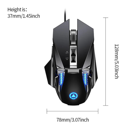 Ενσύρματο gaming ποντίκι esports με οπίσθιο φωτισμό RGB, ρυθμιζόμενο 200-7200 DPI, USB για PC, laptop και παιχνίδια FPS