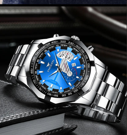 Men’s wristwatch, military, casual or sporty style, quartz, from a prestigious brand, made entirely of steel, water-resistant