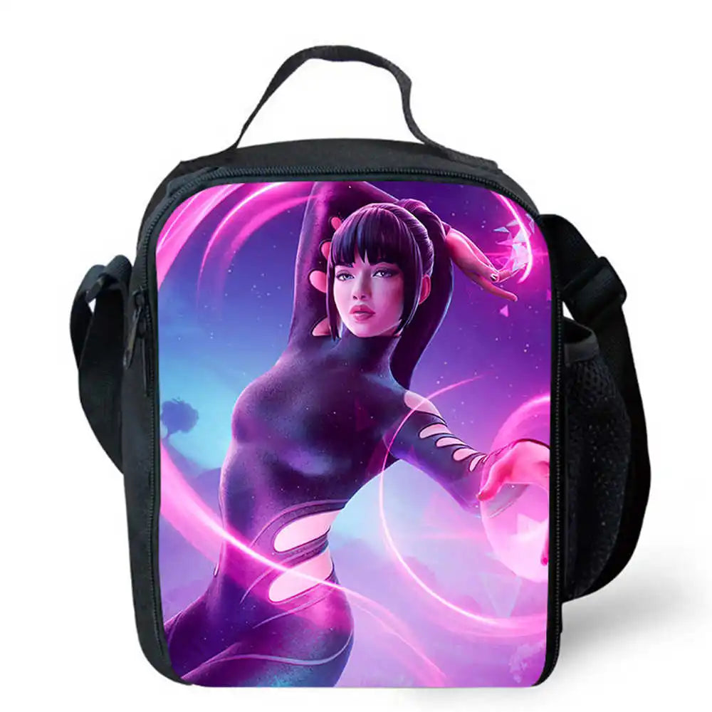 Sacos de Almoço para Crianças, Sacos de Piquenique Escolares Cartoon Fort-nite para Meninas e Meninos, Sacos de Almoço Térmicos para Crianças, Portáteis e Leves