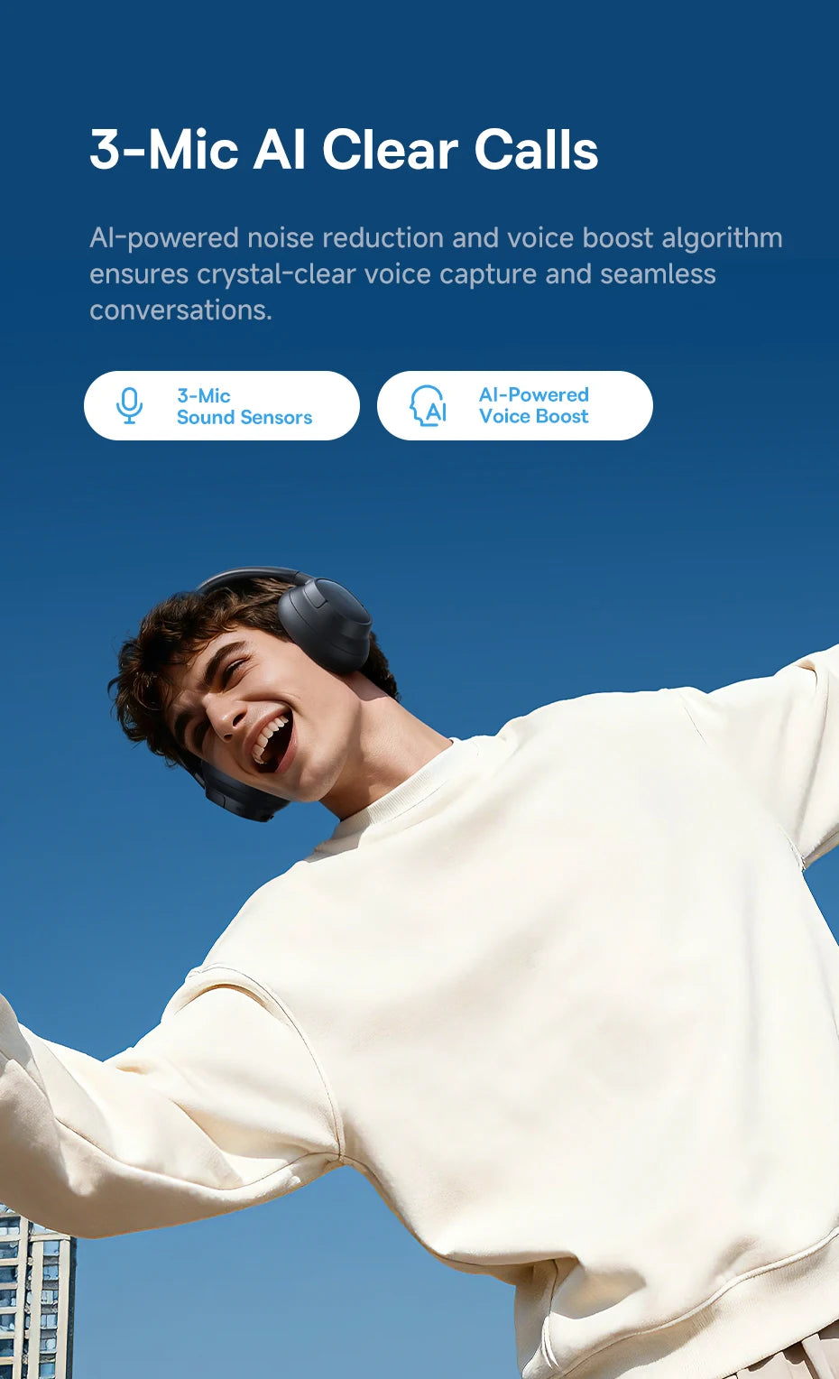 Baseus Bass BH1 NC Lite ANC Wireless Headphones Bluetooth 6.0 Noise Cancelling Headset 80H Battery Over Ear Earphones