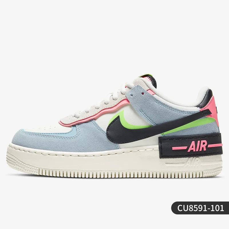 Nike Originals Herren Air Force 1 Shadow AF1 Pink-Blau Macaron Freizeitschuhe CU8591-101