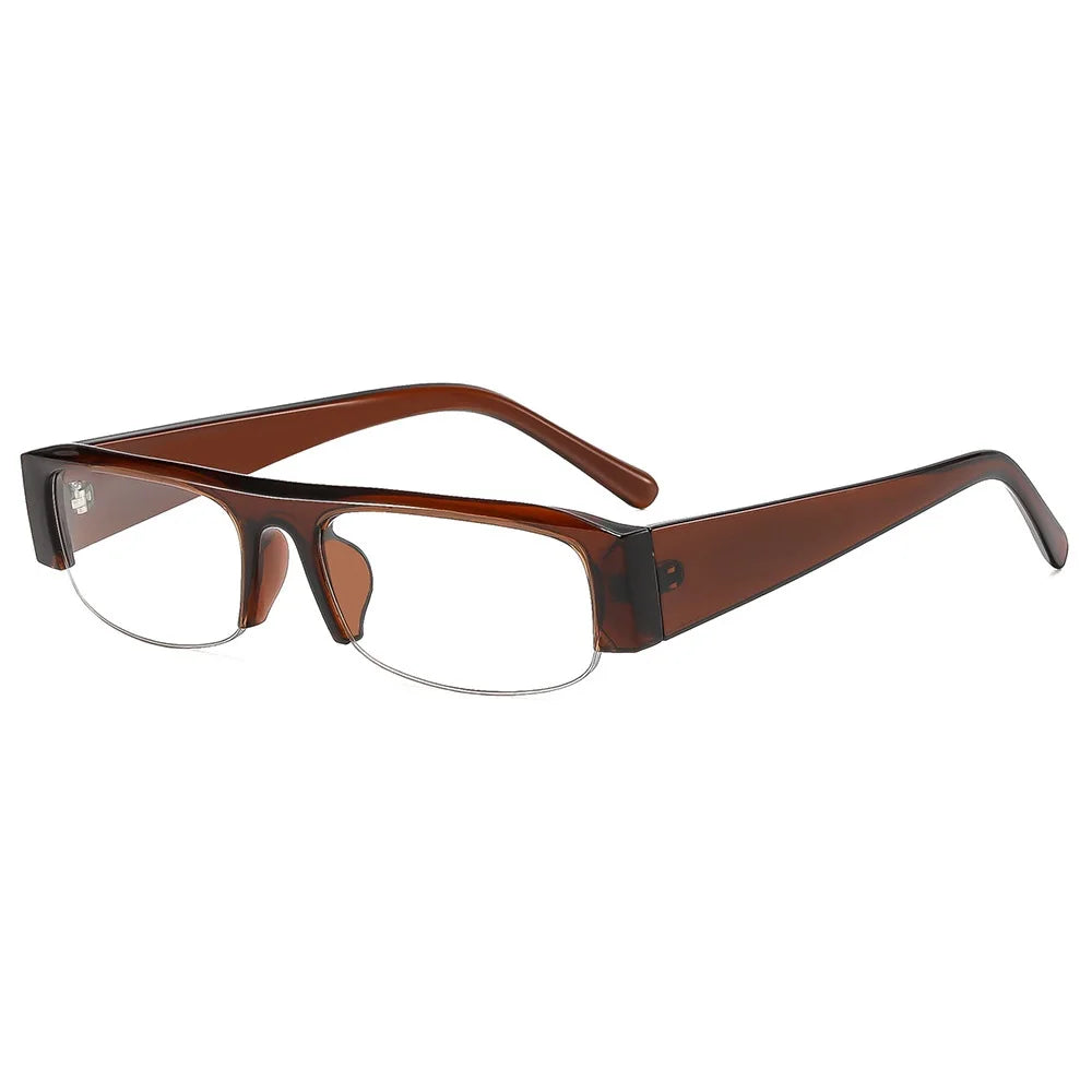 vintage small rectangle half frame black sunglasses for new fashion leopard gradient sun glasses ladies trendy driving eyewear