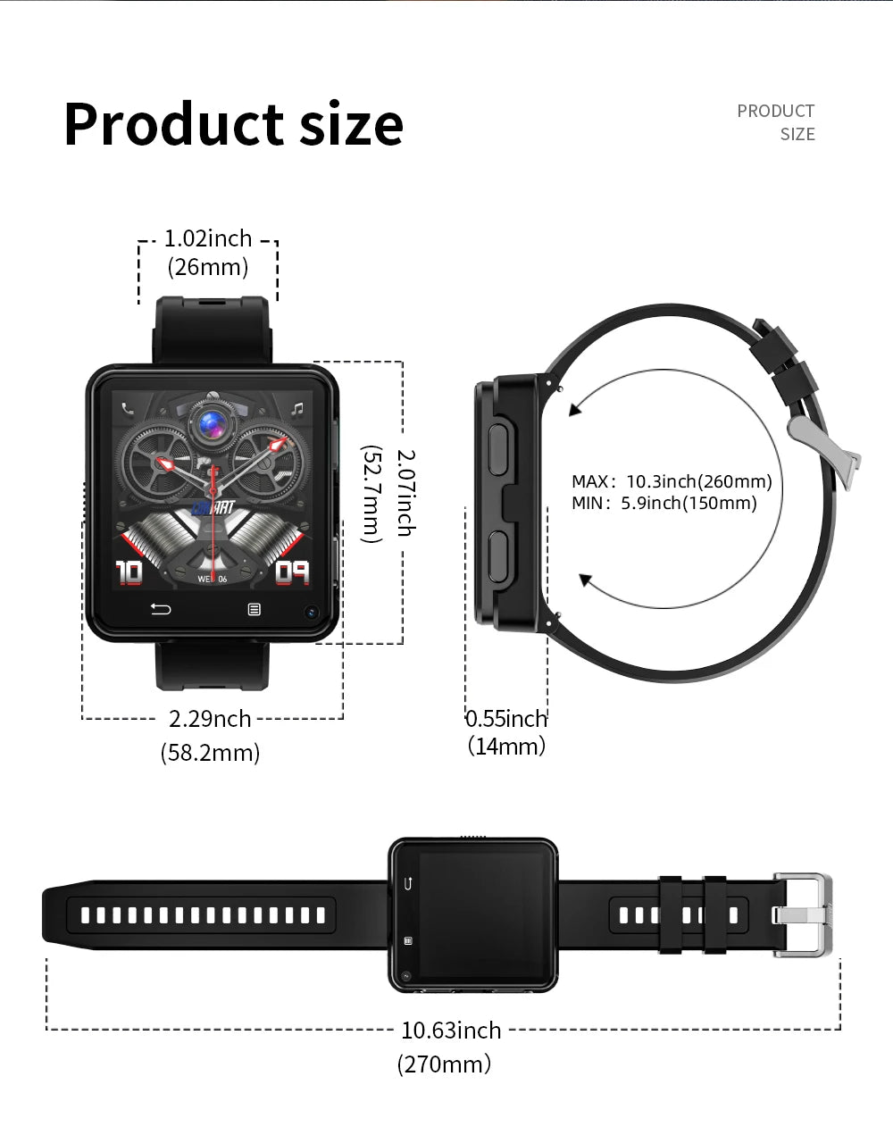Domars Full Netcom multi-language Smart Watch 2.64-inch Large Screen 1200mAh Large Battery video call APP Downloading