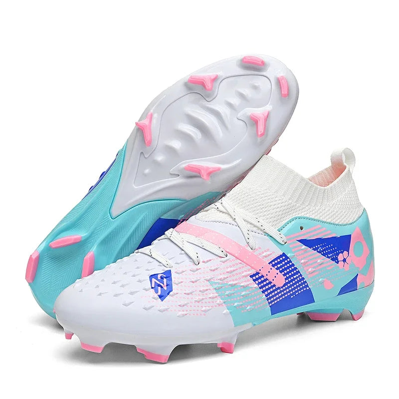 Nouveaux hommes chaussures de Football de haute qualité en plein air haute cheville ultraléger bottes de Football en salle chaussures de sport antidérapantes Futsal antidérapantes