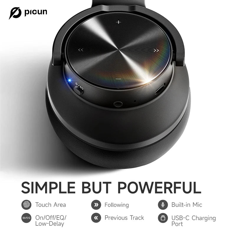 Picun B8 Wireless Bluetooth Headphones with 120H Playtime, Bluetooth 5.3, Deep Bass, Low Latency Gaming Headset with Microphone