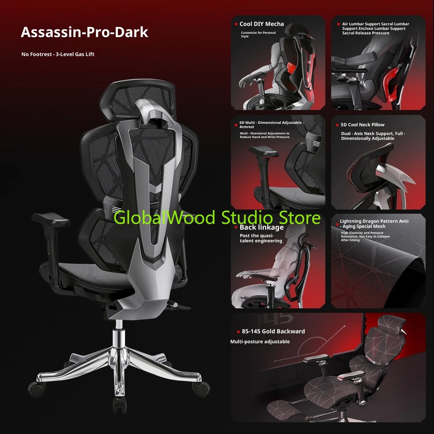 Ergonomic Office Chair with Wheels, Adjustable Desk Chair with Armrests, Comfortable Swivel Gaming Chair, Lumbar Support Executive Chair for Home Office