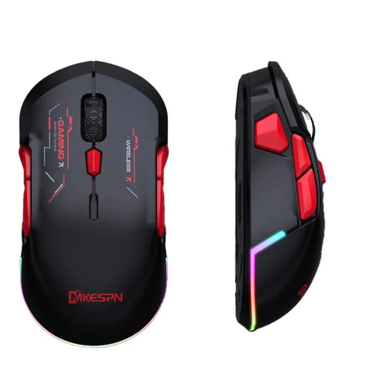 MKESPN W12 Wireless Gaming Mouse 10-Button RGB Ergonomic Mouse with 10000 DPI, Bluetooth Tri-Mode Connection, Ambidextrous Esports Mouse