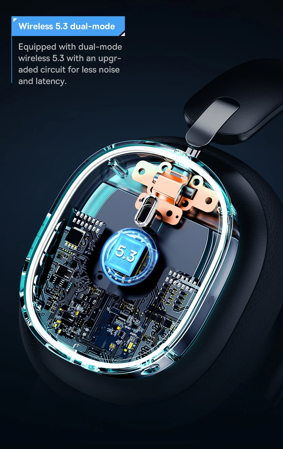Baseus GH02 Gaming Wireless Headphones Bluetooth 5.3 Over-Ear Headset with Mic, 40mm Driver RGB Gaming Headphones, 2.4G Wireless Low Latency Headset