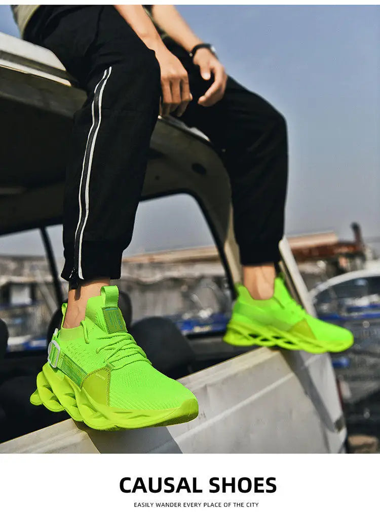 Modische lila Freizeit-Sneaker für Damen und Herren, Blade-Laufschuhe, große Größe 48, leichte, atmungsaktive Sportschuhe für Herren, Mesh-Sneaker