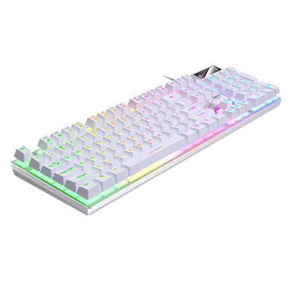 YINDIAO Wired USB Gaming Keyboard with Backlight, 104-Key Ergonomic Gaming Keyboard for PC, Laptop & Desktop, RGB Gamer Keyboard for Office & Gaming