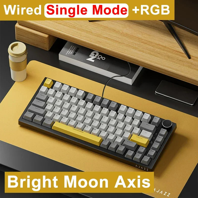Ajazz AK820/AK820Pro Gaming Mechanical Keyboard Bluetooth 2.4G wireless/wired with hot-swappable volume buttons