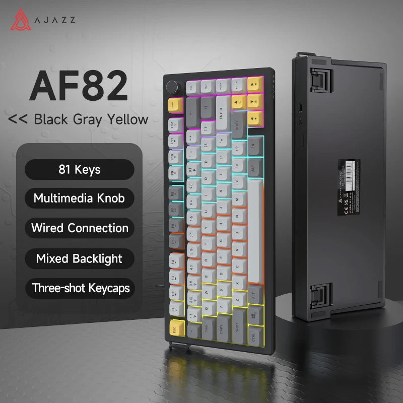 AJAZZ AF82 Low Profile Wireless Gaming Keyboard RGB 75% Mechanical Feel Keyboard, Tri-Mode Bluetooth/2.4G/USB Keyboard for Windows & Mac