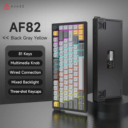 AJAZZ AF82 Low Profile Wireless Gaming Keyboard RGB 75% Mechanical Feel Keyboard, Tri-Mode Bluetooth/2.4G/USB Keyboard for Windows & Mac