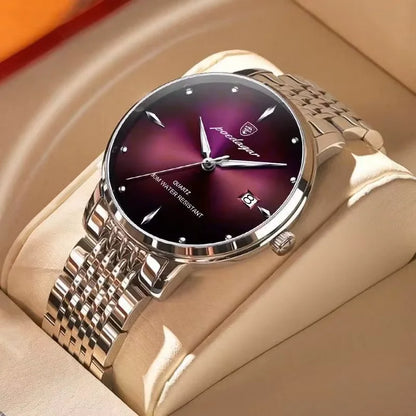 Montre homme POEDAGAR Business Quartz, acier inoxydable, étanche, date lumineuse, montre-bracelet de luxe décontractée pour homme