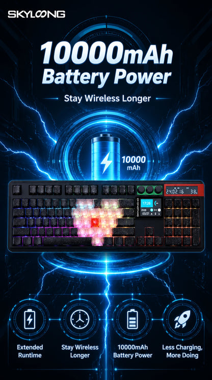 SKYLOONG GK104 Pro Wireless Mechanical Keyboar Full-Size Gamer Keyboard RGB Backlit Voice Calculator 8K Polling Rate for PC